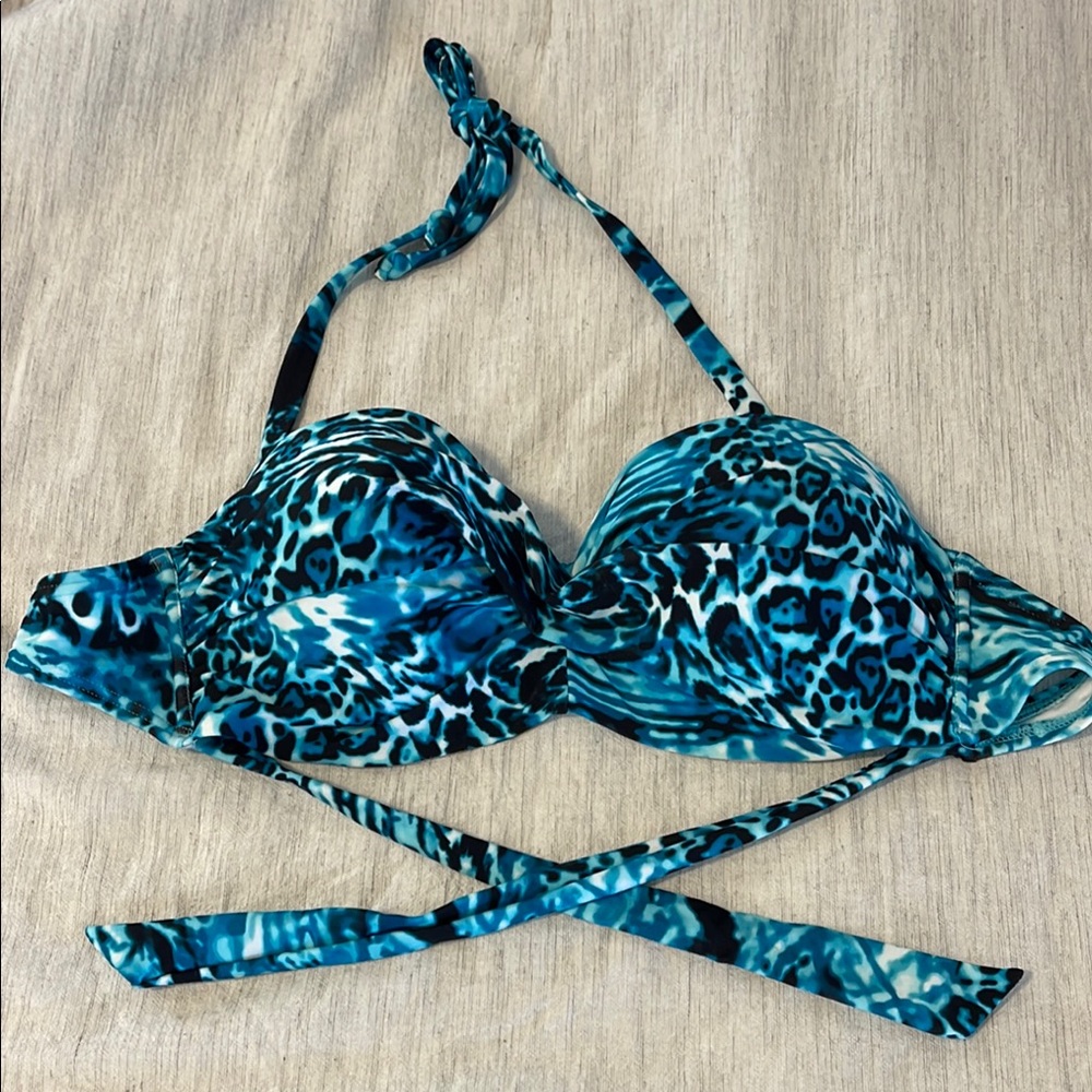 Lascana Blue Leopard Print Bikini Top